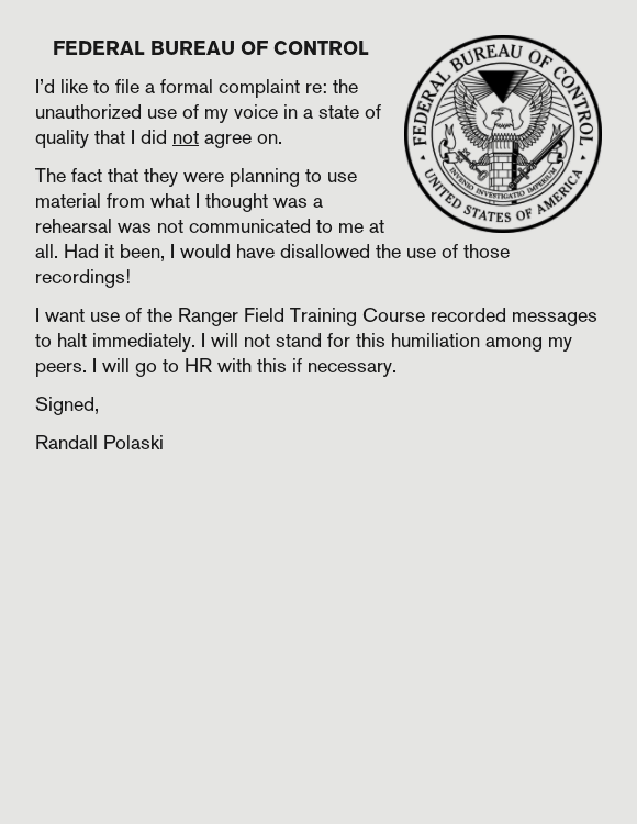 Field Training Actor Complaint