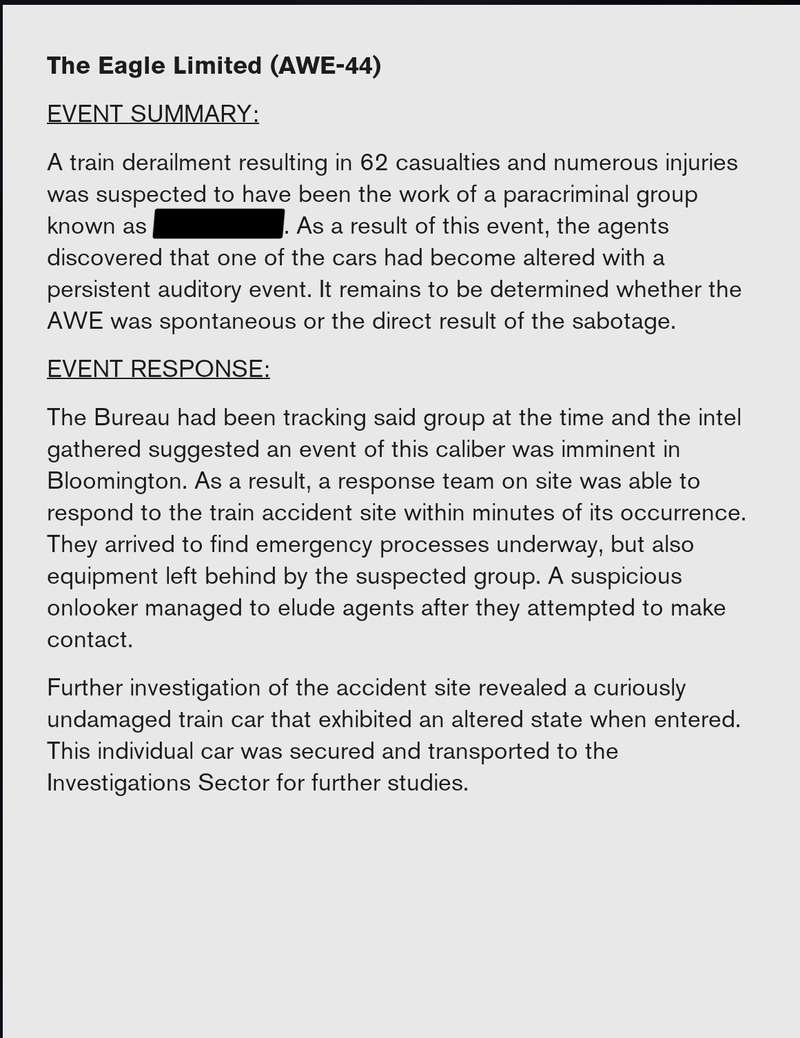 Eagle Limited Summary