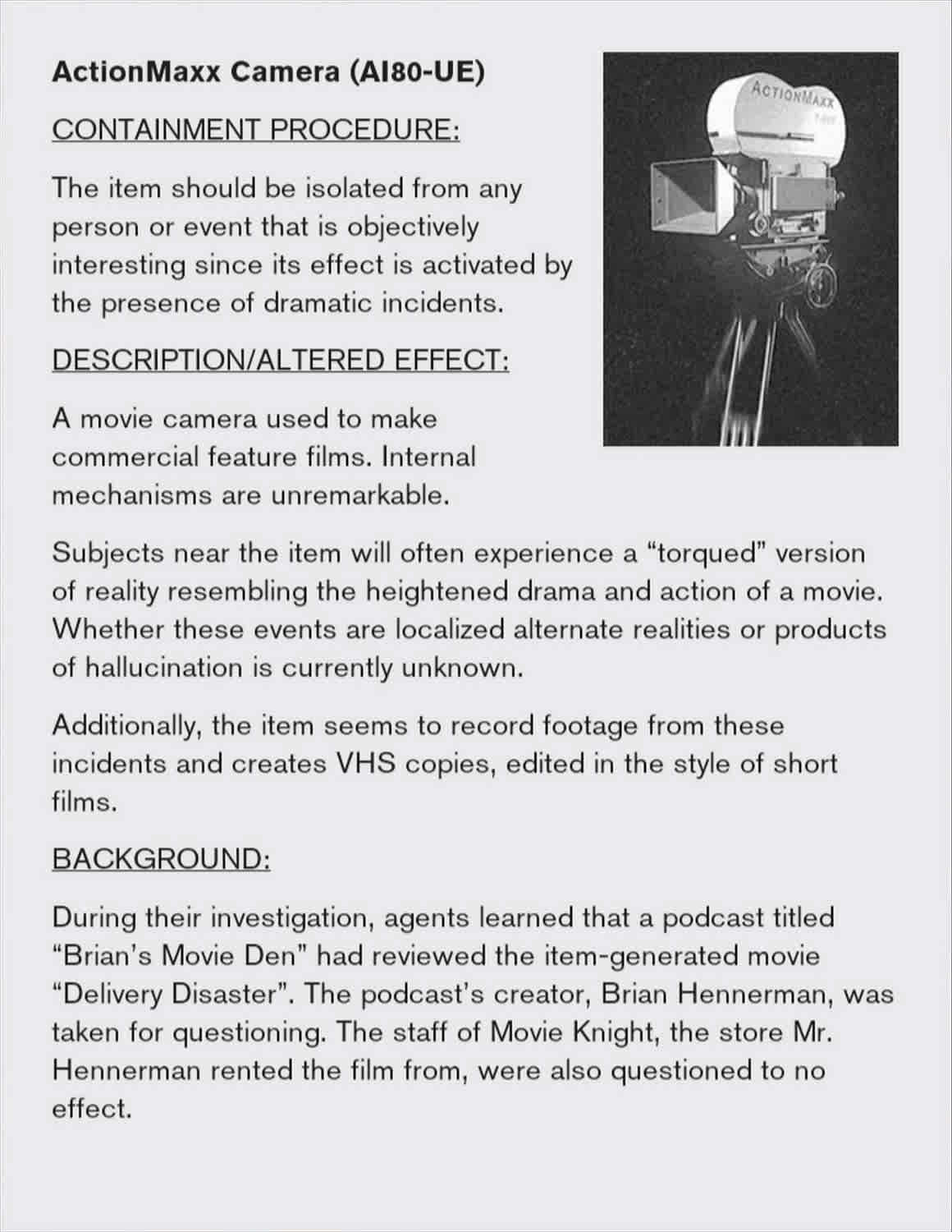 Movie Camera Procedures