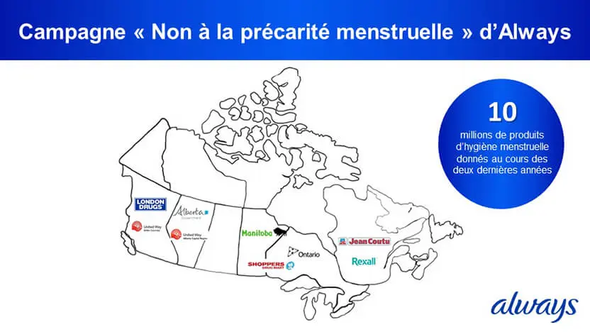 Partenariats de la campagne « Non à la précarité menstruelle » d’Always