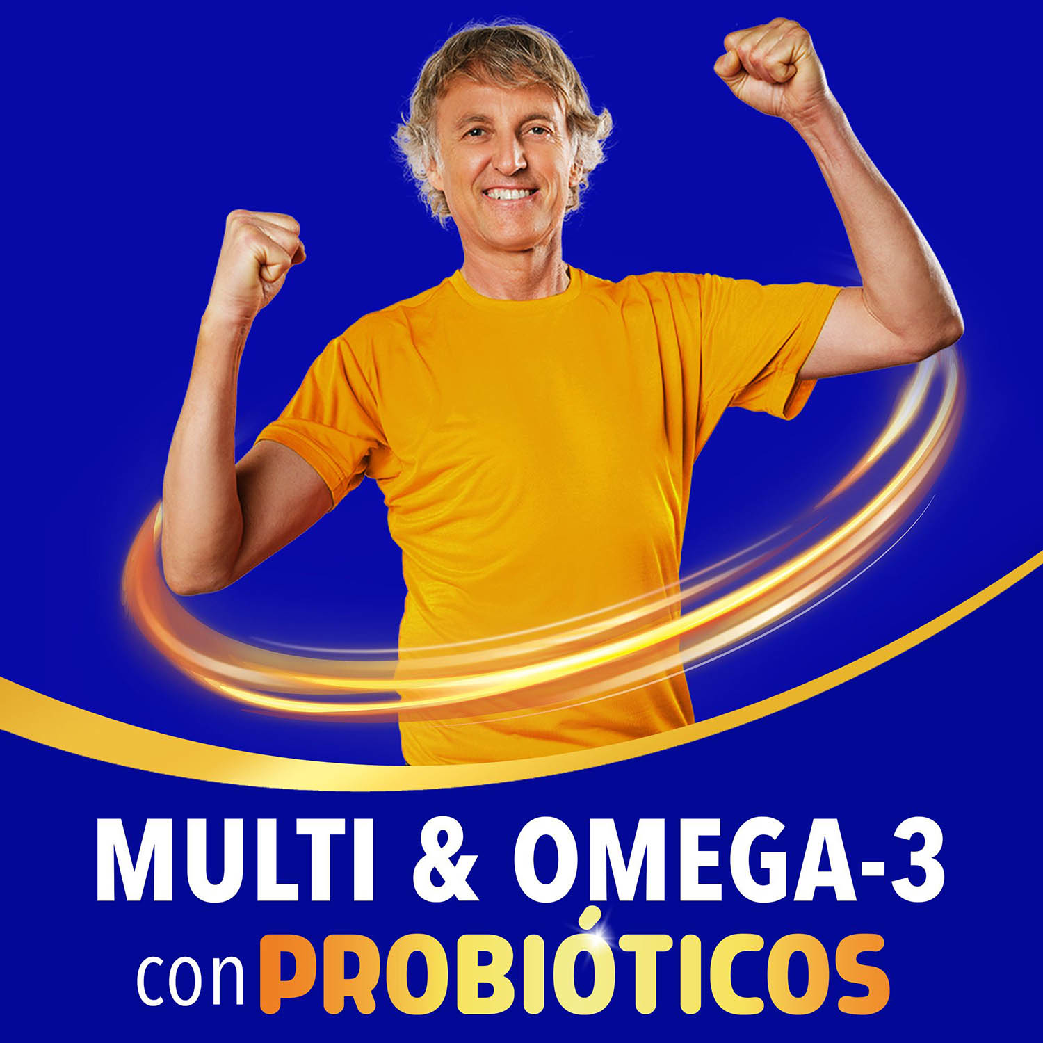Imagen de Jesús Calleja con el texto: Multi & Omega-3 con probióticos