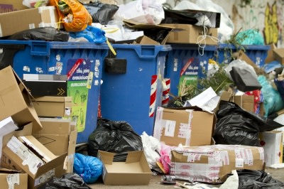 Overloaded garbage bins