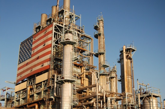Oil Refinery with flag