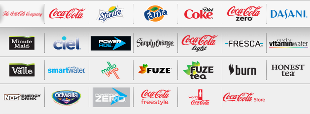Logos of Coca-Cola Co. Brands
