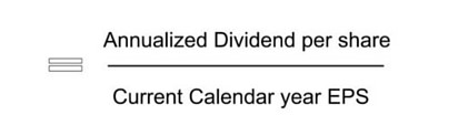 Annualized Dividend per share / Current Calendar year EPS