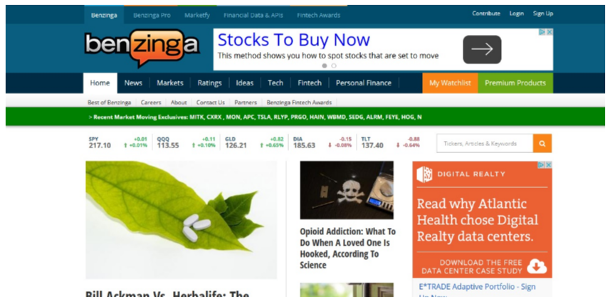 benzinga screenshot