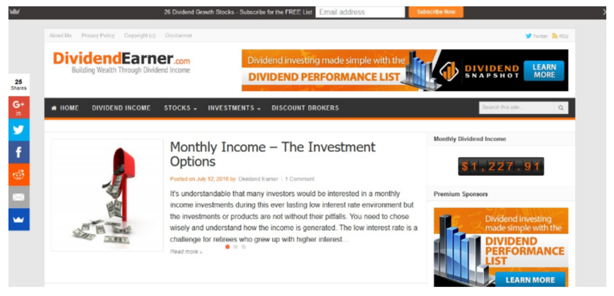 dividend earner screenshot