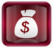 Burgundy money sack icon