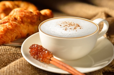 cappucino next to pastry