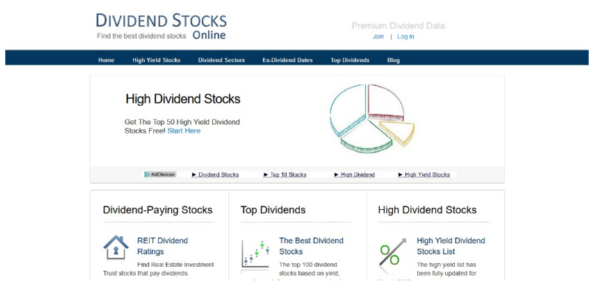 dividend stocks online screenshot
