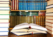 Stack of books on a desk