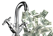 money flowing from a tap