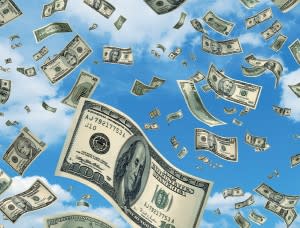 Cash raining from sky