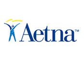 aetna logo in blue and white