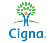 cigna logo in blue and white