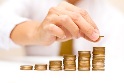 man rising coins