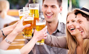 Young People celebrating with drinks
