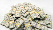 money pile on white