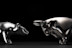 Silver bull and bear.
