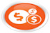 dollar icon orange button