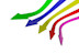 Multi-coloured down arrows