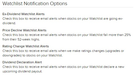 Watchlist Notification Options