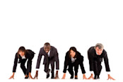 Business people starting race