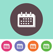 Purple calendar icon on blue