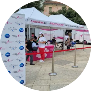 Caravan Susan Komen, gazebo di benvenuto per la registrazione.