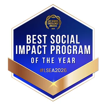 Badge dei Life Science Excellence Awards 2026 per il Best Social Impact Program of the Year.