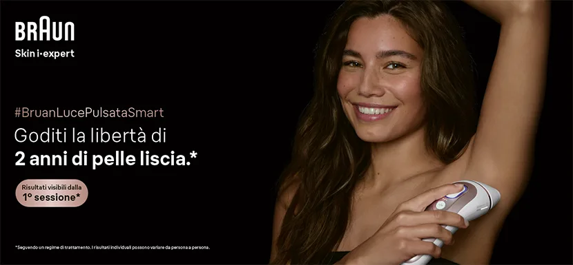 Braun Skin i-Expert, la prima luce pulsata smart di Braun con app integrata che impara dalle abitudini d’uso.