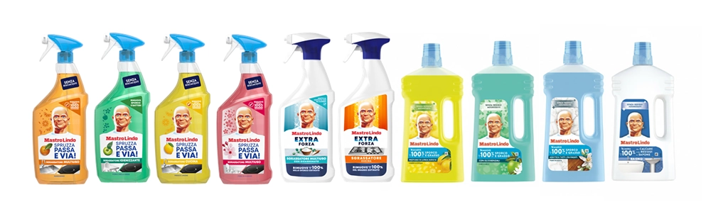 la nuova linea spray composta da 4 prodotti per la pulizia quotidiana e 2 prodotti per la pulizia profonda