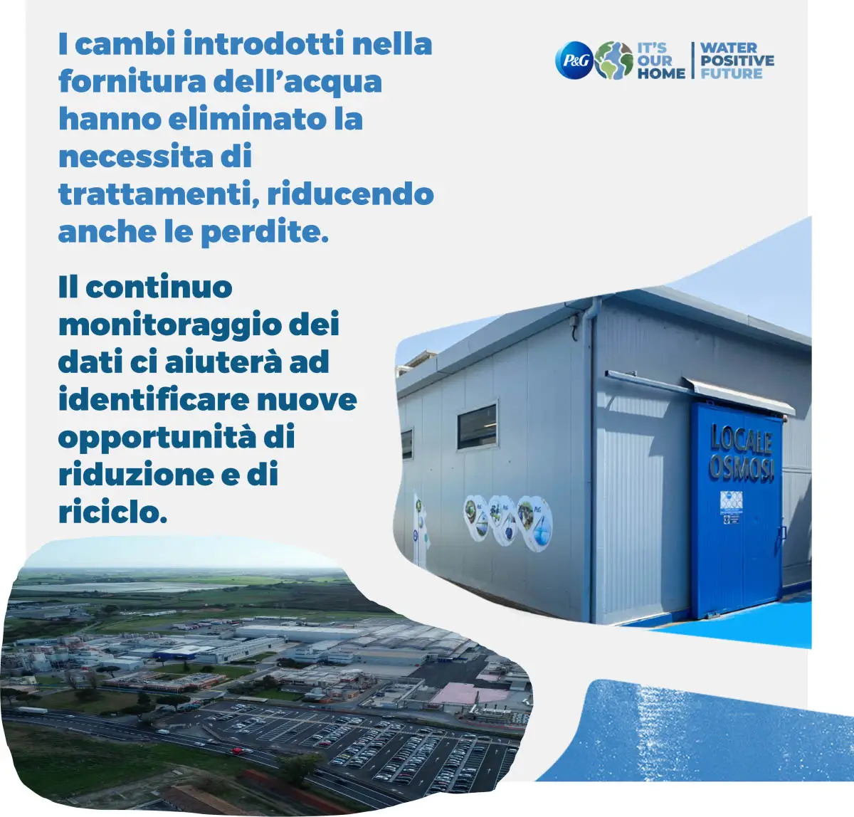 Vista dall’alto dello stabilimento di Pomezia di P&G, che ha cambiato la fornitura dell'acqua