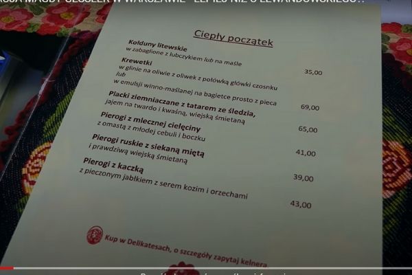 menu z restauracji U Fukiera 