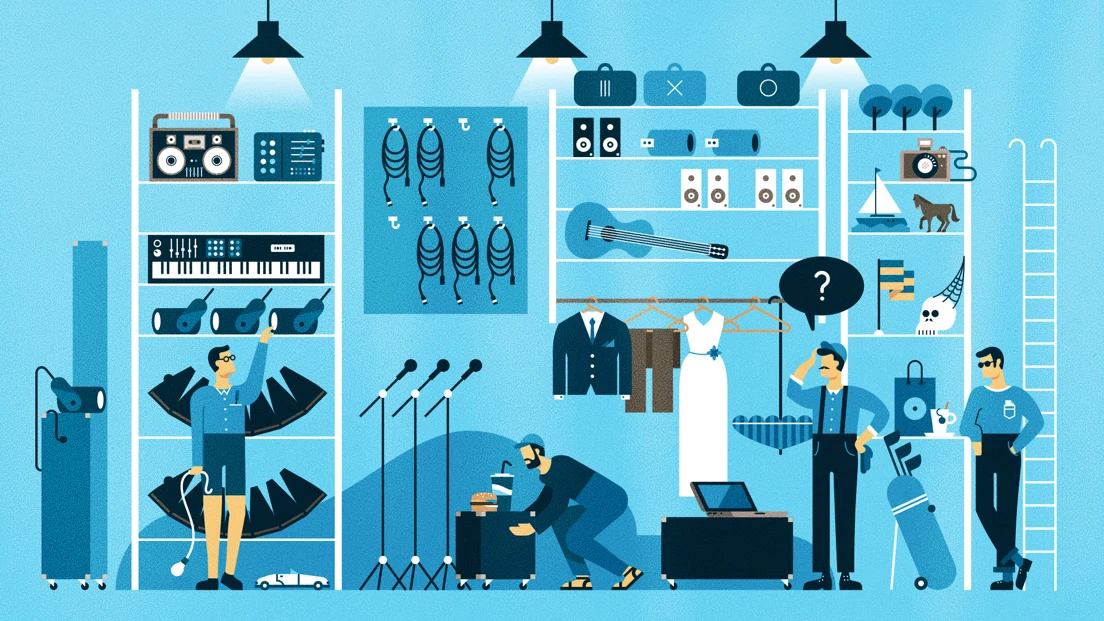 Equipment management warehouse illustration