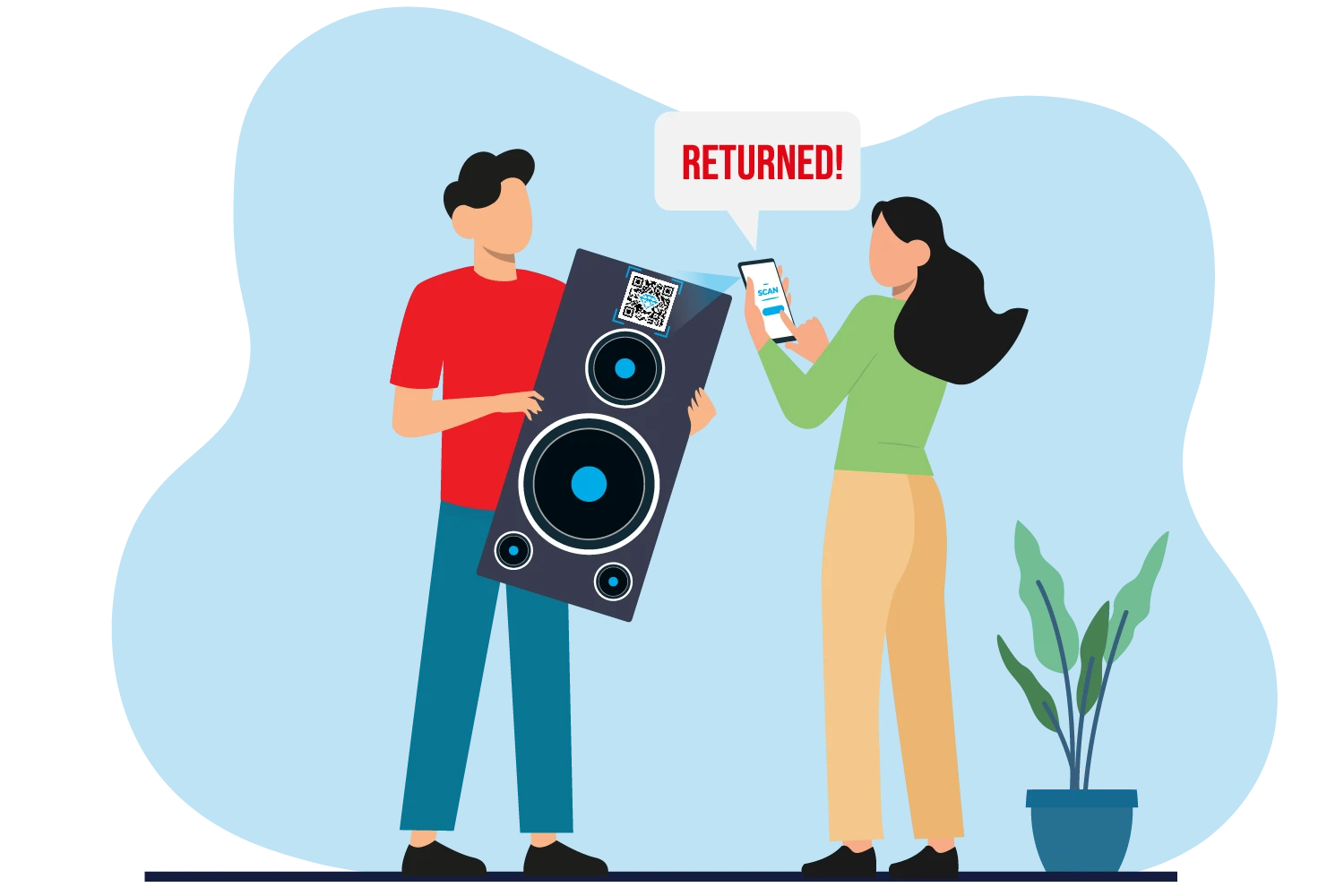 Trail AV equipment return illustration