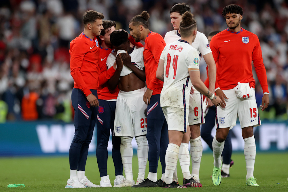 England hat das Finale der EURO 2020 im Elfmeterschießen verloren. (Foto: picture alliance / ASSOCIATED PRESS | Carl Recine)