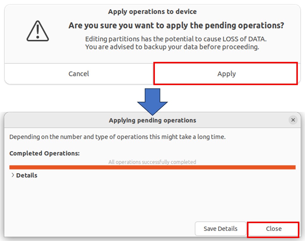 Apply実行後にCloseして終了した画面