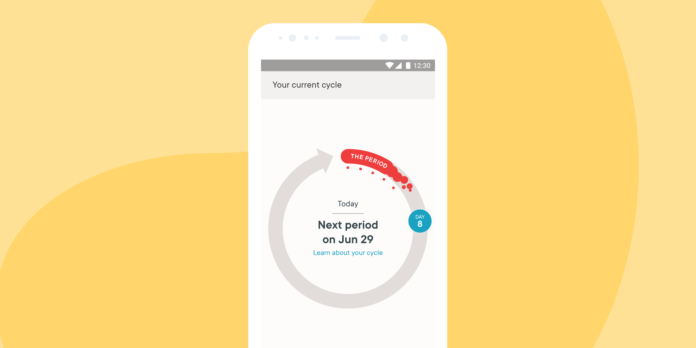 An image of the Clue App's period tracking screen.