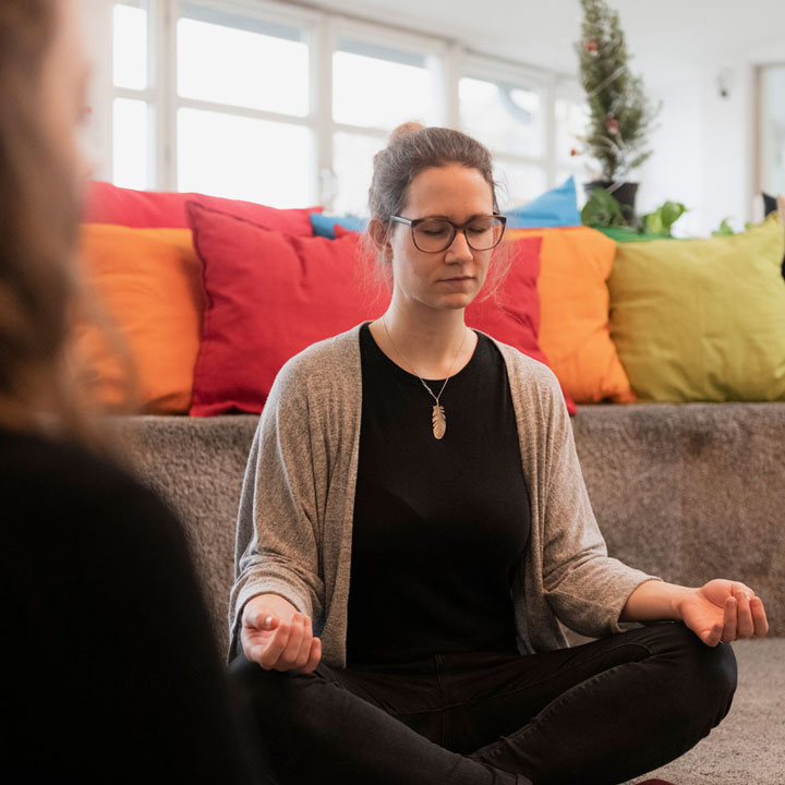 A photo of Cluebies meditating