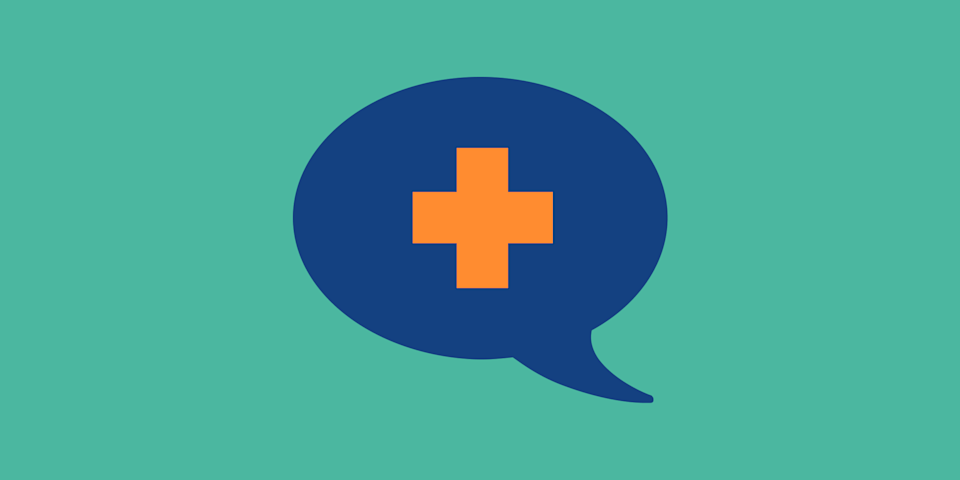 Talk bubble with a medical cross