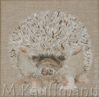 hérisson : peinture acrylique sur châssis lin naturel