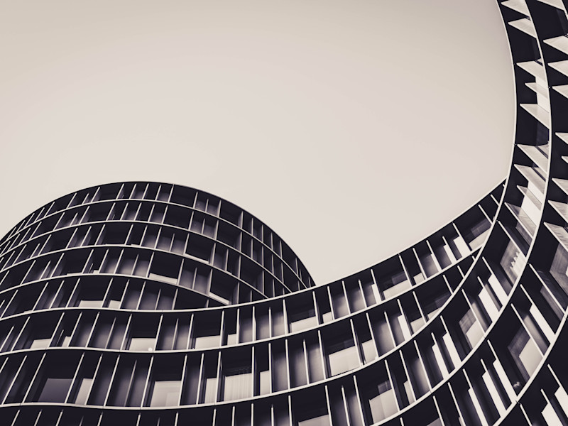 Image looking up towards the top of a circular building