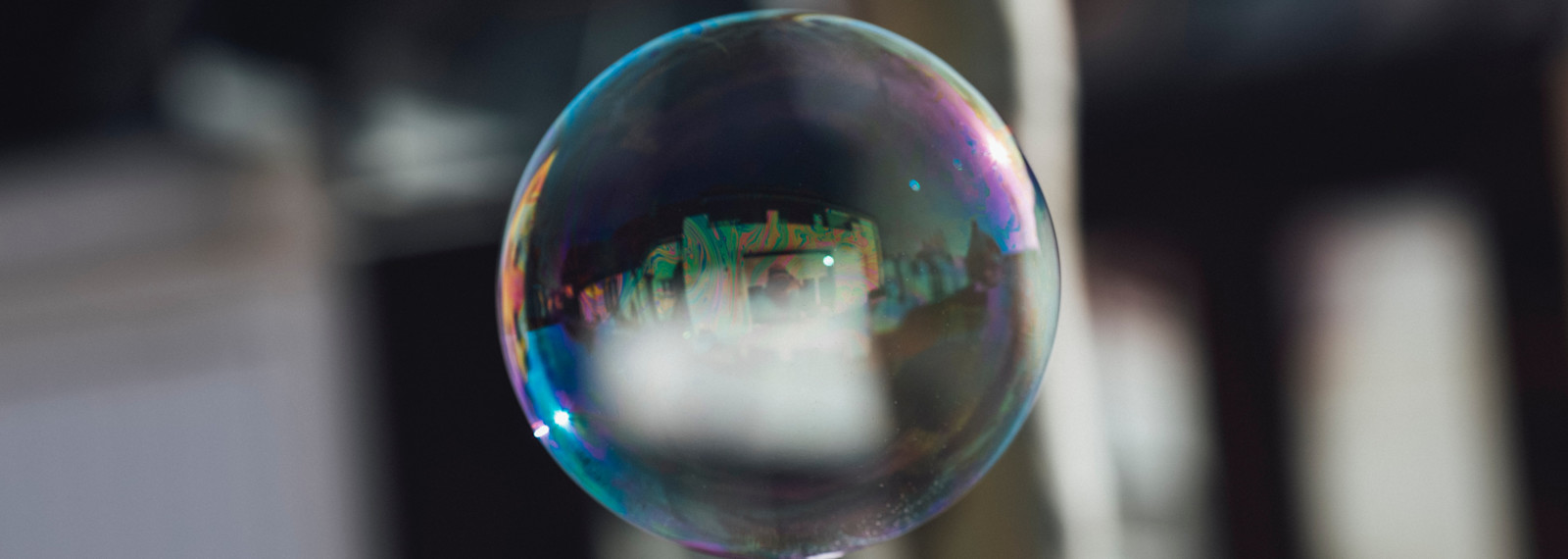 Image of a transparent bubble floating through the air