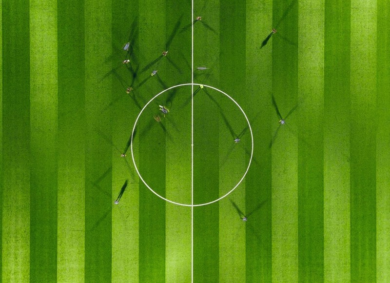 Image showing the center circle on a football pitch