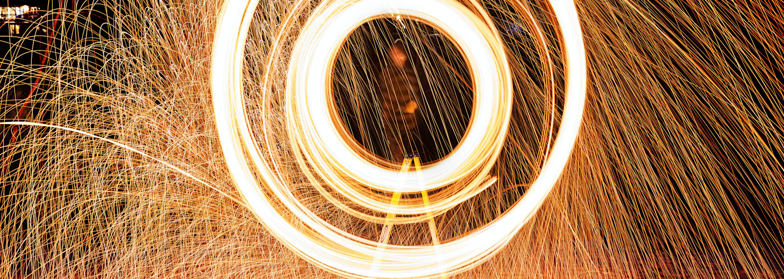 Concentric circles of fireworks - catherine wheels