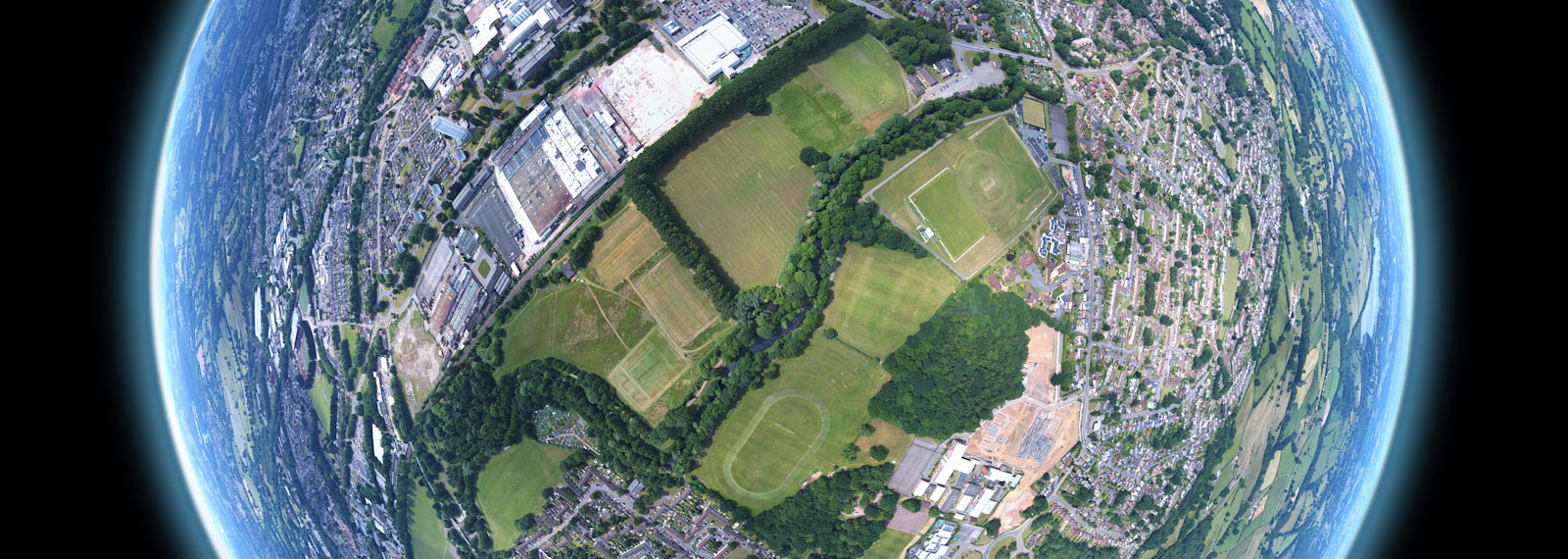 Image of the world magnified from an aerial viewpoint