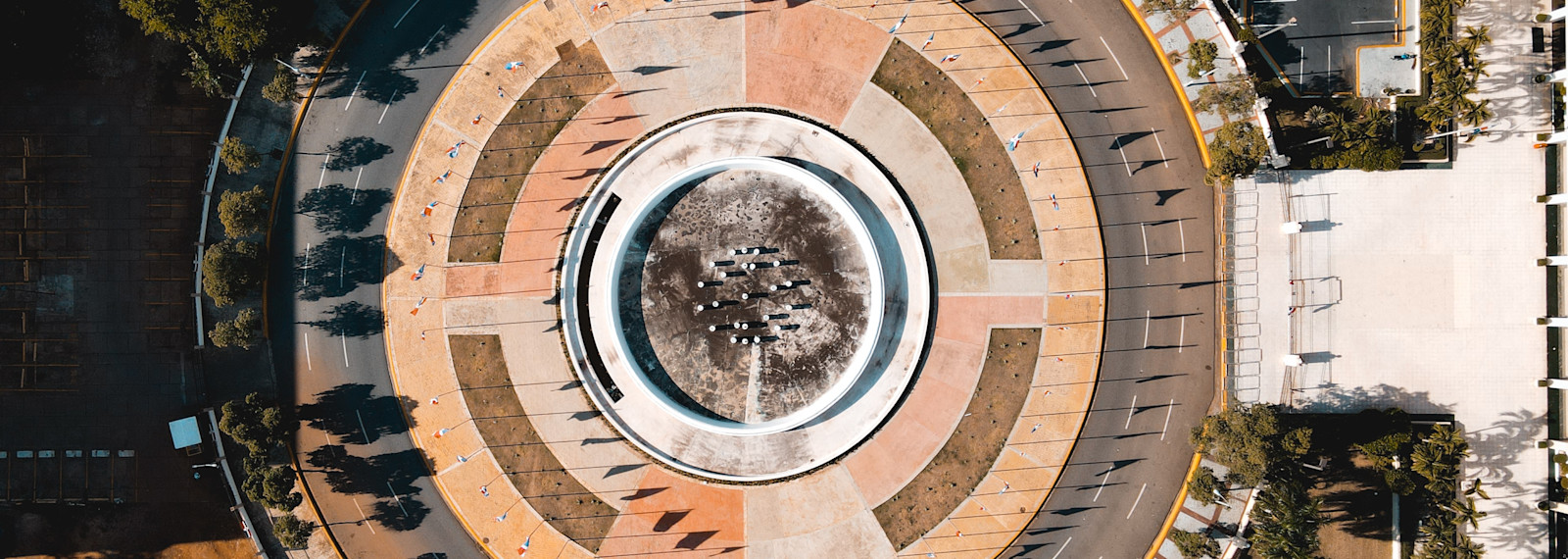 Aerial view of a rural roundabout