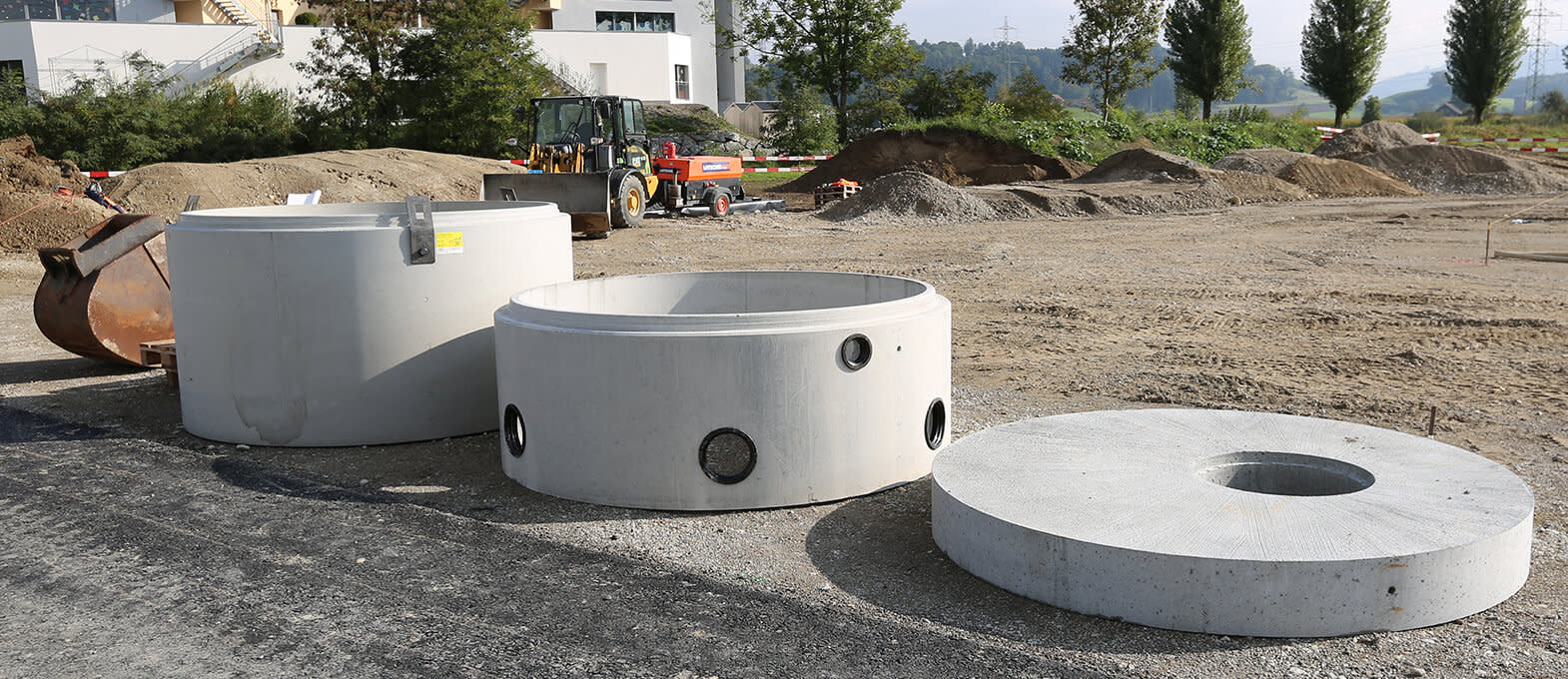 Retention Hochwasserschutz Retentionsbecken vor Einbau.