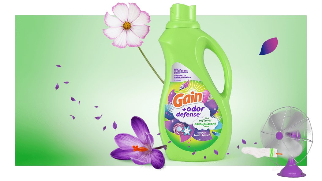 Botella de detergente suavizante Gain+Odor Defense Super Fresh Blast